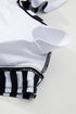 Black Stripe Plus Size Knot Cutout Ruffle Sleeve and High Waisted 2pcs Swimsuit
